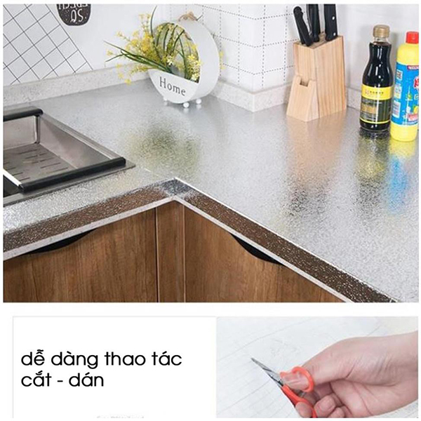 Giấy bạc dán bếp chống thấm cách nhiệt dễ dàng lau chùi N256