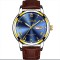 Đồng hồ nam KINGNOUS K-1758 dây da sang trọng chính hãng cao cấp Q108, Đen mặt vàng