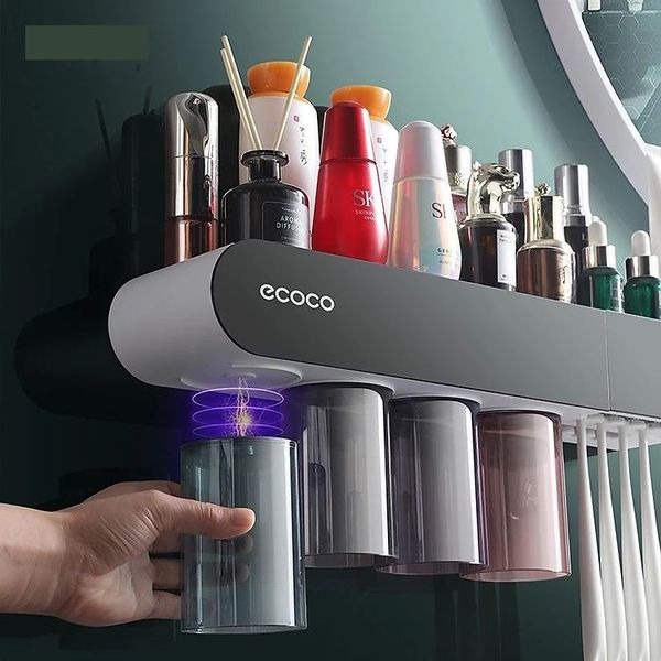 Bộ nhả kem đánh răng tự động Ecoco tiện lợi BA329, 2 cốc